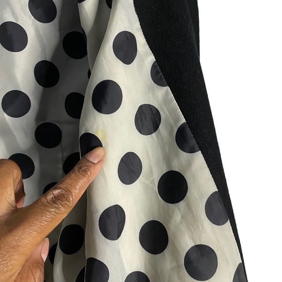 Anthropologie x Tulle Women's Black Wool Blend Polka Dot Lined Pea Coat - Picture 12 of 12